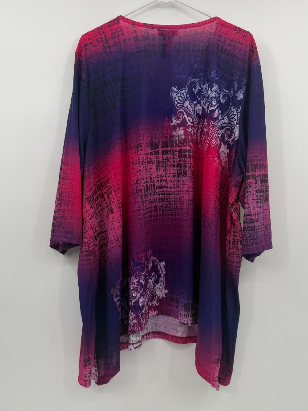 Catherines Top Women 3X Pink Purple Rhinestones V Neck 3/4 Sleeves Embroidered - Picture 5 of 10